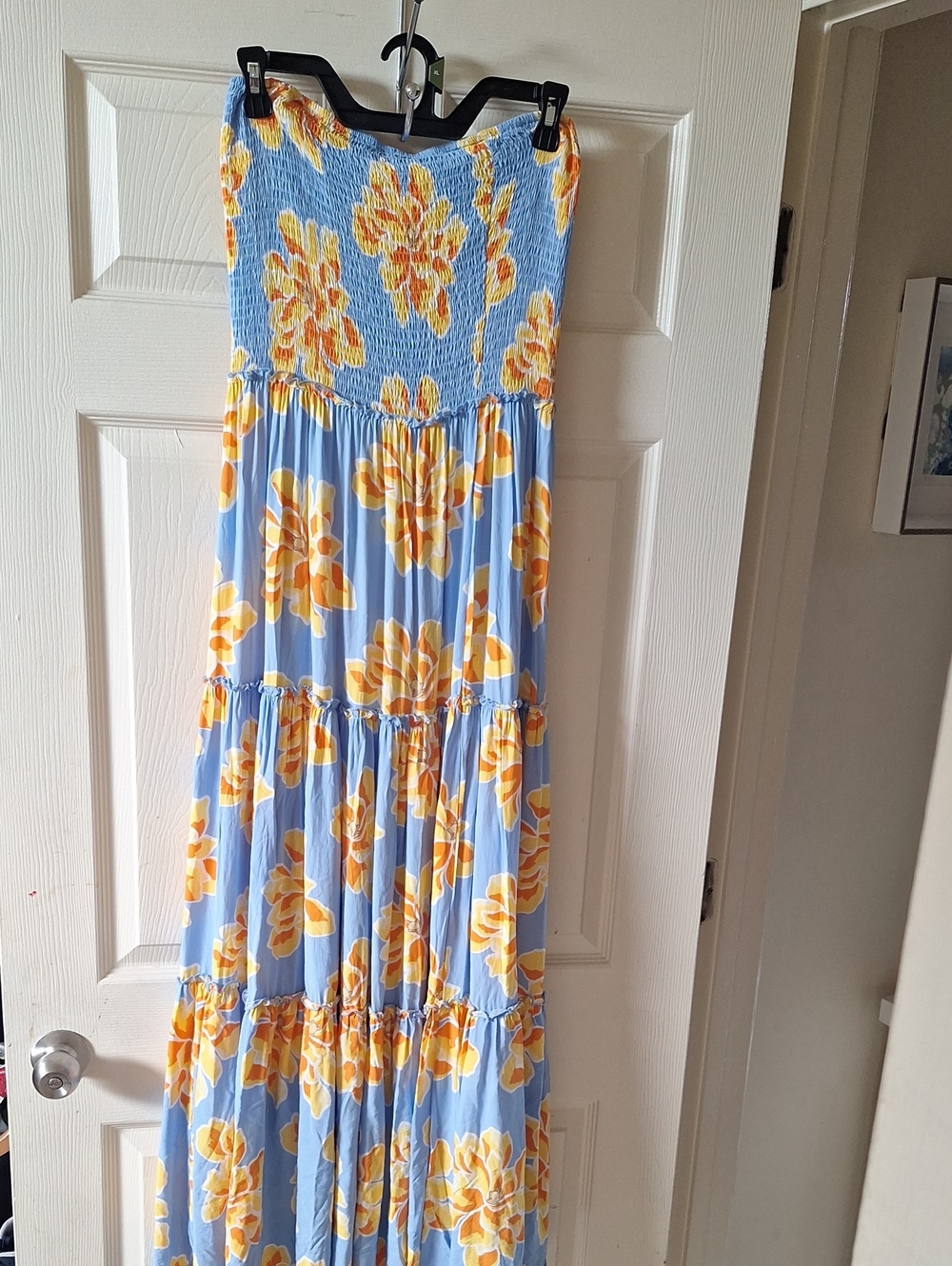 Women's Blue Floral Smocked Maxi Dress - Brand